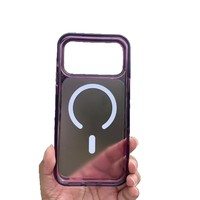 Étui magnétique mat en TPU avec bouton IA pour 18, coque rigide rouge cerise et bords souples pour 18 Pro Max