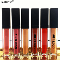 Vente en gros de tubes de gloss liquide vegan, étiquette privée personnalisable, rose nude, noir, transparent, pigmenté, imperméable, longue tenue, 16