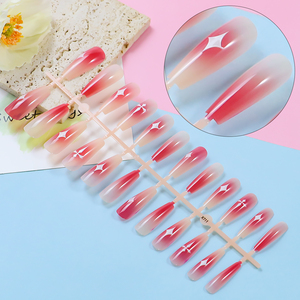 Ongles à pression personnalisés French Full Cover Ballerina Nails Tips Long Press On Nails - Product Image 5