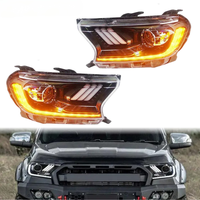 Ford Ranger 2015 à 2026 - Mise à niveau style Mustang - Phare LED avec DRL - Plug and Play - Feux avant - Accessoires de voiture
