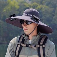 Chapeau de protection solaire personnalisé pour l'été, 300 MA, ventilateur solaire double, rechargeable, trois vitesses, large bord, rafraîchissant, élégant, pour la randonnée et le travail en extérieur