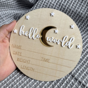 Décor de pépinière bébé 15cm annonce chanter bonjour monde <span class=keywords><strong>naissance</strong></span> Stats nouveau-né disque pour cadeaux d'hôpital - Product Image 3