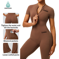 Combinaison athlétique évasée pour femme, effet push-up, ajustée, poches latérales fonctionnelles, douce, extensible, respirante, anti-abrasion, pour le yoga