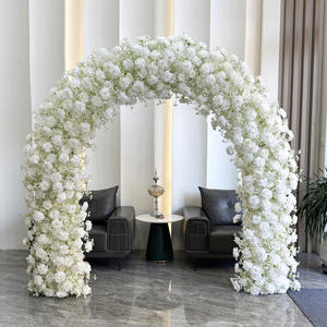 Arco de flores de seda estilo bohemio de LANJO Wholesale para decoración de bodas, arreglos de fondo con arco de flores artificiales. - Product Image 3