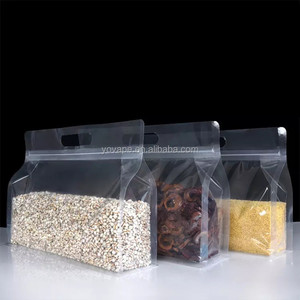 Food grade eight sides recycled kraft paper reusable ziplock frosted clear stand <b>pouch</b> plastic zipper bags packaging with handle - Product Image 3