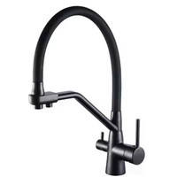 Robinets de robinet d'évier de cuisine en laiton chaud et froid robinet d'eau simple à 3 voies double finition en acier inoxydable en céramique Design moderne vente d'usine
