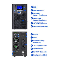 Высокочастотный онлайн UPS 3kVA 120/240V-чистая Синусоидальная волна для серверов и сетевых стеллажей | 93% эффективность, литий готов