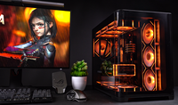 Boîtier PC Gaming 2851A, boîtier d'ordinateur ATX MATX ITX, panneau frontal en verre trempé incurvé, boîtier PC avec ventilateurs ARGB