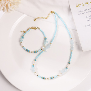 Bracelet ajustable en perles d'aventurine bleue, turquoise bleue, <span class=keywords><strong>pierre</strong></span> <span class=keywords><strong>de</strong></span> <span class=keywords><strong>lave</strong></span> et perles, bijou <span class=keywords><strong>de</strong></span> taille pour femme, idéal pour le quotidien, les anniversaires - Product Image 2
