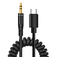 Câble audio auxiliaire personnalisé en spirale PU de 1,5 m, type C vers prise jack 3,5 mm, transfert sonore pour haut-parleur de voiture, écouteurs et téléphone portable