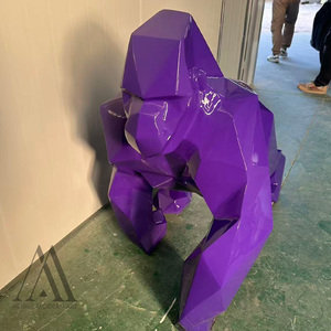 Custom <strong>Large</strong> Fiberglass <strong>Kong</strong> Statue Life Size Modern Abstract Geometric Resin Gorilla Sculpture - Product Image 2