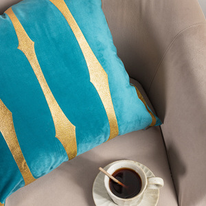 Housse de <span class=keywords><strong>coussin</strong></span> ChamXue, taies d'oreiller, housse de <span class=keywords><strong>coussin</strong></span> rectangulaire en peluche de luxe, rayures imprimées dorées pour salon, chambre à coucher, canapé, voiture - Product Image 2