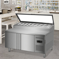 Vente directe usine : Réfrigérateur de comptoir commercial pour salades, table de préparation pizza et sandwichs à température unique, plan de travail réfrigéré pour pizza