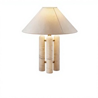 Lampe de table LED en marbre postmoderne, design de luxe, en tissu, pour bureau, chevet, hôtel, chambre modèle, simple, créative et personnalisée