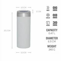 Mug de transport 16oz 1:1, thermos portable à isolation thermique de 6 à 12 heures, idéal pour les sports de plein air et la rentrée scolaire