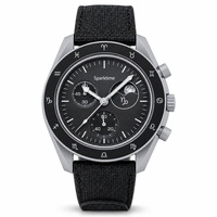 Montre Sport Chronographe à Quartz en Céramique, Phase de Lune, Écologique, Légère, 42mm, Étanche 3ATM, Bracelet Caoutchouc 22mm, Design Zodiaque