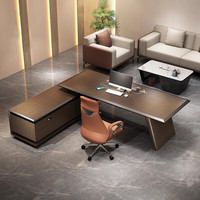 Bureau de direction haut de gamme personnalisé Table de directeur en L avec panneau de style bois pour mobilier de bureau moderne