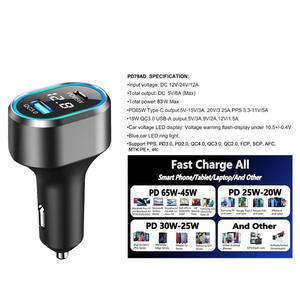 Nouveauté 2 en 1 PD USB C QC3.0 65W Type C <span class=keywords><strong>chargeur</strong></span> de voiture à charge rapide super rapide adaptateur <span class=keywords><strong>chargeur</strong></span> de voiture USB - Product Image 6