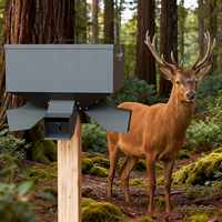 Mangeoire à cerfs portable noire personnalisée de 80 lb, mangeoire à animaux sauvages en métal robuste avec 4 distributeurs