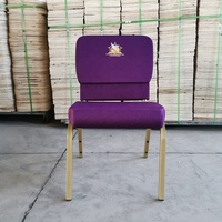 Chaise d'église empilable de haute qualité avec cadre métallique et rembourrage en tissu, avec porte-livre, directement de l'usine