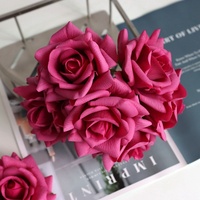 Vente en gros de Roses artificielles en Latex, bouquet de fleurs au toucher réel pour décoration de mariage, centre de table fleur