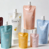 Pochette à bec verseur en PE de 5 ml, 20 ml, 50 ml, 60 ml et sac en plastique avec bouchon pour emballage de produits cosmétiques, design personnalisé