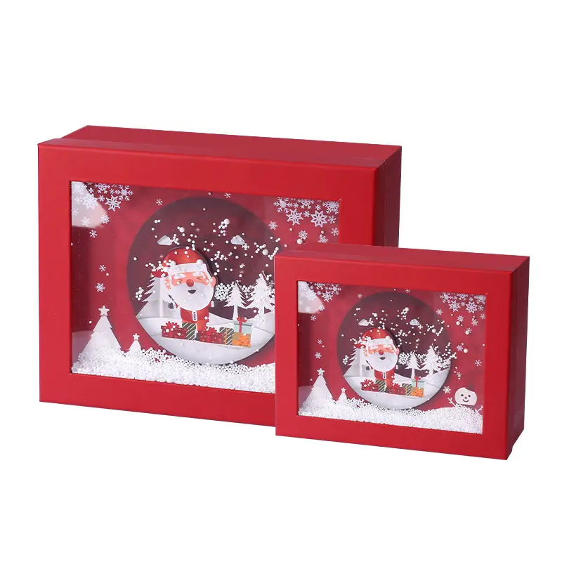 カスタムクリスマスギフトボックス透明な創造的な雪クリスマスギフト紙箱スカーフ包装女の子のための大きなギフトボックス