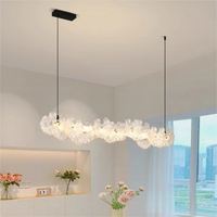 Lustre de salon moderne simple et luxueux de designer français, lumière suspendue à fleurs chaudes pour salle à manger, chambre principale, matériau en verre