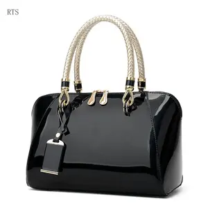 Satchel Purse Handbag, Shiny Patent Leather Handbags Shoulder Bags Fashion Satchel Purses Top Handle Bags for Women