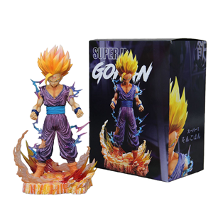 تمثال جوهان سوبر سايان 2 من دراغون بول زد مع زي أرجواني وتأثيرات برق وقاعدة تظهر أثراً للمعارك لهواة جمع الأنمي - Product Image 1