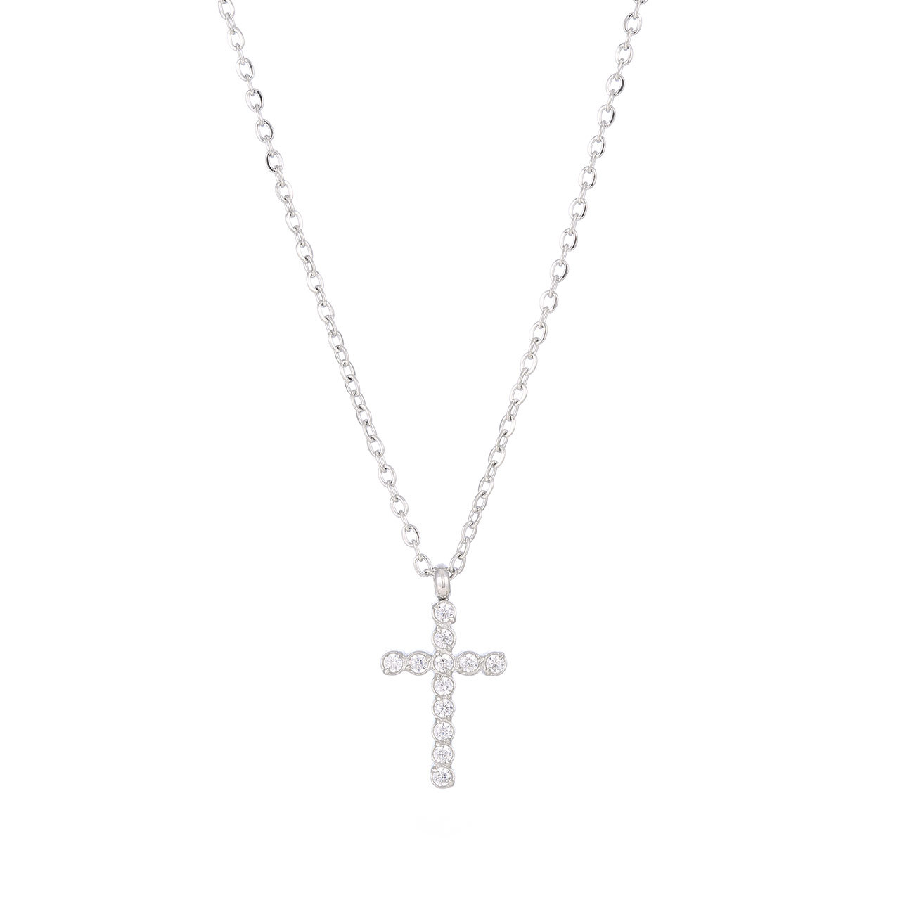 CZ zircon cross_silver
