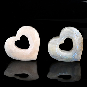 Vente en gros de sculptures de cœur en pierre de lune, pierre naturelle de guérison, creuses, pour la décoration intérieure - Product Image 4