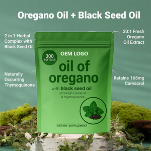 Cápsulas de aceite de orégano orgánico GMP 1500mg a granel al por mayor OEM soporte inmunológico y extracto de aceite de semilla negra MOQ 500PCs para adultos - Product Image 4