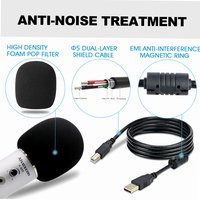 Microphone à condensateur Panvotech Studio avec prise de moniteur 3.5mm pour la diffusion en direct micro studio d'enregistrement
