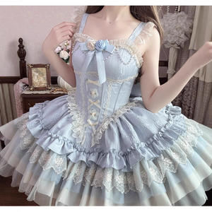 Brocade jardin Lolita élégant été Ballet chien court Jsk robe flottant lumière rêve dentelle décoration taille naturelle ODM - Product Image 3