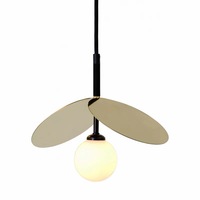 Lustre moderne en verre en forme de pétale, suspension de luxe à deux feuilles, support de lustre design avec lustre pour mariage