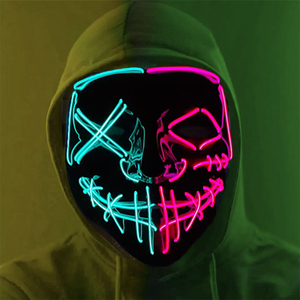 Máscara LED de colores mezclados <span class=keywords><strong>para</strong></span> <span class=keywords><strong>Halloween</strong></span>, máscaras luminosas de purga que brillan, máscara facial con luz de neón aterradora, accesorios <span class=keywords><strong>para</strong></span> disfraces de Festival Unisex - Product Image 1