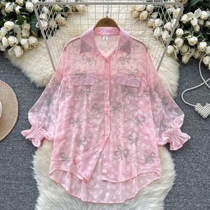 A55 Spring Full Sleeve Casual Blouses Women Lantern Sleeve <strong>Sequined</strong> Shirts Ladies <strong>Party</strong> <strong>Tops</strong> Clothes Women Wholesale - Product Image 3