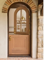 Porte néerlandaise en bois massif à dôme arqué avec kit de quincaillerie en laiton pour entrée principale de maison