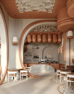 Conception et aménagement clés en main d'un café Wabi-Sabi |   Intérieur de café bio moderne et bar à café modulaire écologique - Product Image 4