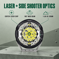 Phare de conduite HSSHLED 9 pouces 130W rond, faisceau combiné laser latéral, éclairage tout-terrain pour camion, SUV, Jeep 4x4