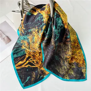 Foulard carré de luxe en satin de soie 12MM impression personnalisée fabricant foulard en soie impression numérique pour femmes