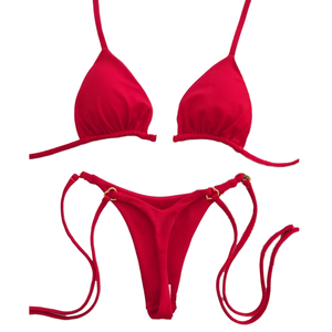 Micro Bikini Rosa para Mujer 2025, Diseño de Corazón Metálico, Push-Up, Tanga Lateral, Logotipo Personalizado, Traje de Baño Brasileño Sexy de 2 Piezas, OEM, Ropa de Playa - Product Image 4