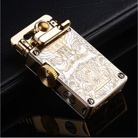 Briquet à silex compact vintage CHIEF en cuivre pur et laiton, rechargeable, avec logo personnalisé, pour cigarettes, cadeaux d'affaires CF708