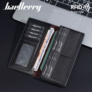 Baelerry Men's <b>Wallet</b> Long Leather RFID Protection Multi Card <b>Holder</b> Black Dark Brown Brown - Product Image 4