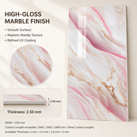 Panneau mural décoratif en PVC brillant MORLENX rose, blanc, or rose, onyx, marbre UV pour décoration intérieure de luxe