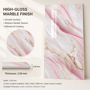 Pannello Decorativo in PVC MORLENX Rosa Bianco Oro Rosa Onice UV Effetto Marmo Lucido per Decorazioni d'Interni di Lusso - Product Image 2