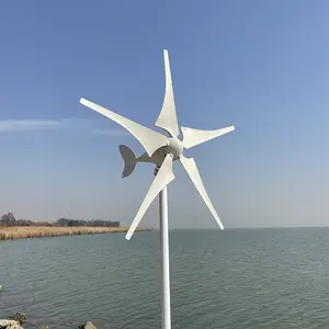 Generator turbin angin, kualitas terbaik 100w 200w 300w 400w 12v 24V poros Horizontal turbin angin 5 Pisau