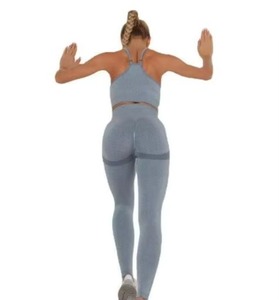 JAC22 Sm2551 Conjunto Deportivo Sexy sin Costuras con Tirantes, Nuevo, Absorbente de Sudor, Levanta Glúteos, <span class=keywords><strong>El</strong></span>ástico, para Fitness, <span class=keywords><strong>Yoga</strong></span> - Product Image 4