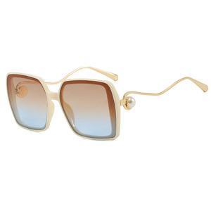 Lunettes de soleil Kedun carrées à grande monture, perles, UV400, nouveau style européen et américain 2025, mode féminine haut de gamme rétro - Product Image 6